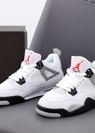 Мужские кроссовки nike air jordan 4 retro white стильные и легкие джордан 4 белые 42
