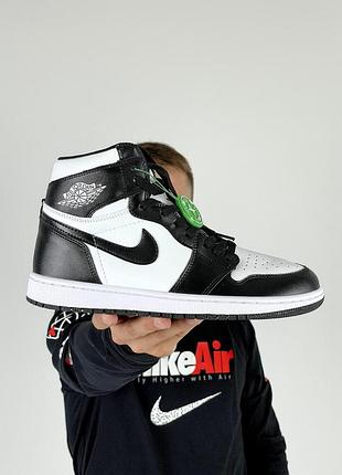Кроссовки nike air jordan 1 high для мужчин кожа найк удобные черно-белые повседневные