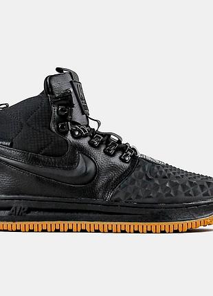Мужские зимние кроссовки nike lunar force 1 duckboot 17 черные кожаные утепленные для зимы 44