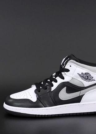 Кроссовки nike air jordan 1 high для мужчин повседневные черно-белые кожа найк удобные 44