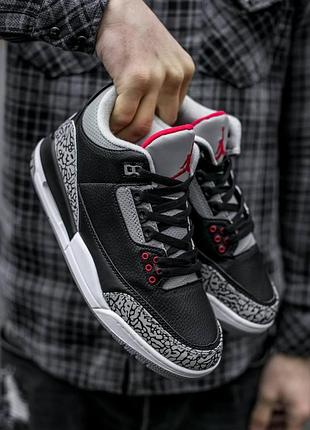 Мужские кроссовки nike air jordan retro 3 черные, для любителей спортивного стиля джордан 3 черные 44