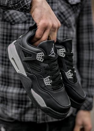 Мужские кроссовки nike air jordan retro 4 кроссы найк аир дордан ретро для мужчин кеды найк удобные кожа черны