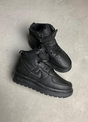 Кроссовки мужские nike air force gore-tex зимние, черные кожа для зимы высокие теплые