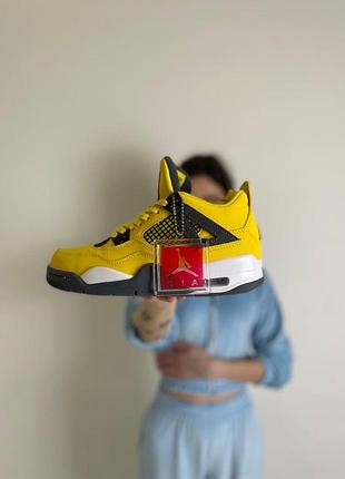 Nike air jordan retro 4 для мужчин желтые удобные кожа найк повседневные кроссовки 42