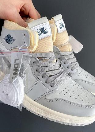 Женские кроссовки nike air jordan 1 high для женщин удобные белые-серые кожаные кроссы найк аир джордан 39