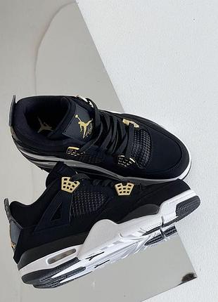 Мужские кроссовки nike air jordan retro 4 черные джорданы кожаные для мужчин удобные стильные