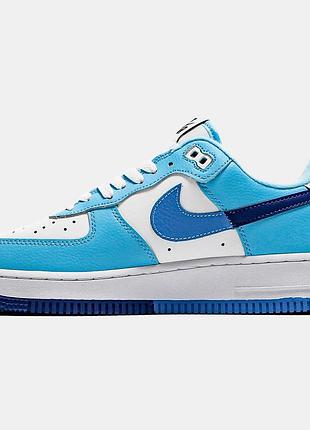 Кросівки жіночі nike air force 1 low біло-блакитні шкіряні стильні зручні для жінок найк