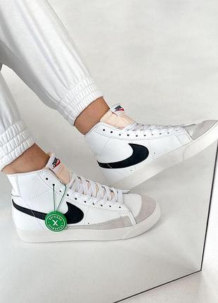 Кроссы nike blazer high белые для женщин найки блейзер удобные кожа повседневные женские кроссовки 44