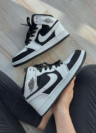 Nike air jordan 1 high черные и белые женские кожаные кроссовки, стиль и комфорт найк 42