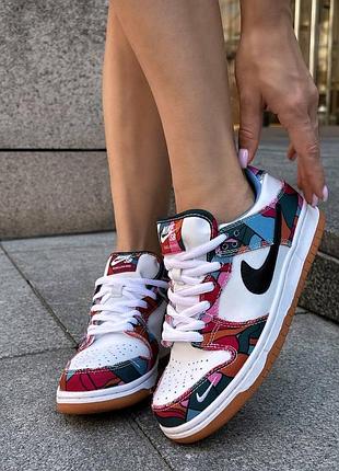 Женские кроссовки nike sb dunk low кроссы найки сб данк для женщин найк стильные белые с розовым кожанные повс 42