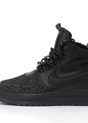 Nike lunar force 1 duckboot 17 зимние кроссовки черные кожаные утепленные на зиму для мужчин 44