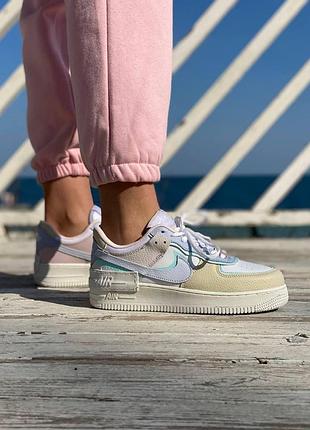 Женские кроссовки nike air force shadow кожаные стильные белые найк 39