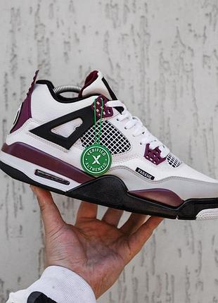 Кеды nike air jordan retro 4 белые для мужчин удобные кожа найк 41