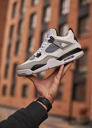 Мужские кроссовки nike air jordan retro 4 серые кожаные найки джорданы удобные повседневные 37