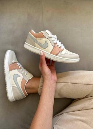 Шкіряні жіночі кросівки nike air jordan low рожеві стильні зручні повсякденні для жінок найк джордан