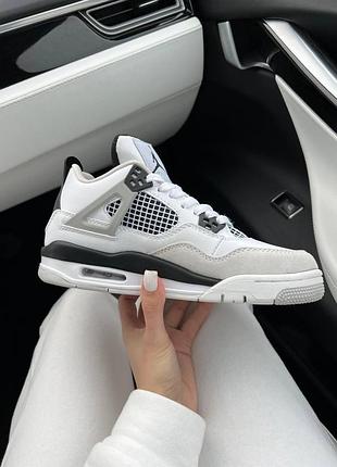 Кроссовки nike air jordan retro 4 для женщин серые с кожаным верхом 41