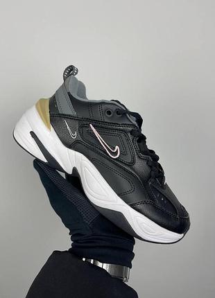 Кроси nike m2k tekno чорні для жінок найки техно шкіряні зручні повсякденні жіночі