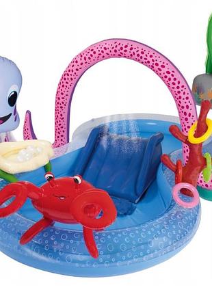 Детский надувной игровой центр playtive «подводный мир» с горкой и водными играми, 16 элементов, 162×21×297 см