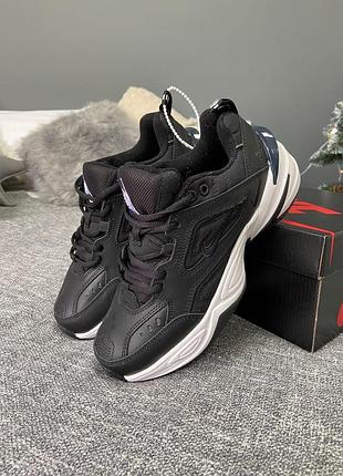 Кроси nike m2k tekno чорні для жінок зручні шкіряні найки техно повсякденні жіночі