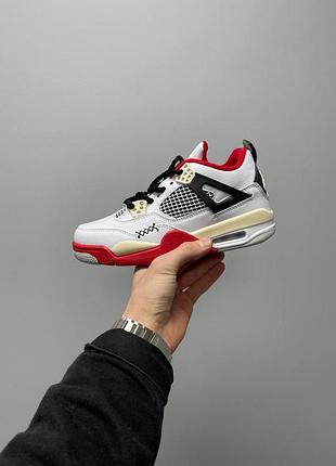 Женские кроссовки nike air jordan retro 4 бело-красные стильные и яркие найк 37