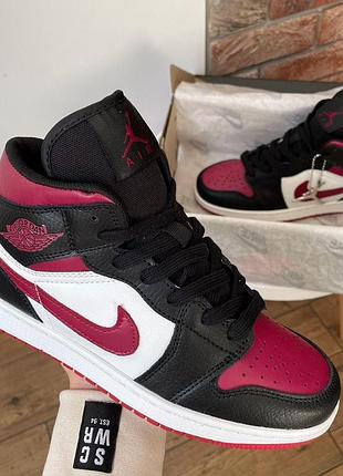 Женские кроссовки nike air jordan 1 high red black white, классика и удобство найк джордан 40