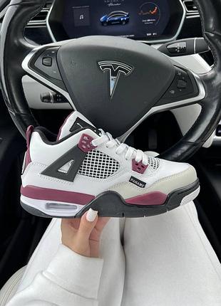 Женские кроссовки nike air jordan retro 4 кроссы найк для женщин кожанные удобные белые повседневные найки 44