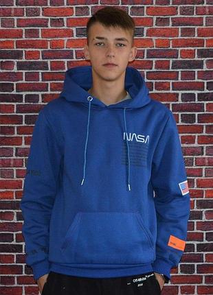 Худи heron preston x nasa blue толстовка херон престон наса синий l