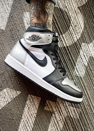 Мужские кроссовки nike air jordan 1 high для мужчин черно-белые удобные повседневные кожа найк 45