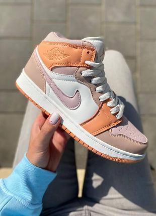 Женские кроссовки nike jordan 1 high розовые, яркое дополнение к повседневному образу найк джордан 40