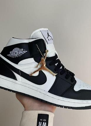 Nike air jordan 1 high кроссовки для мужчин черно-белые удобные кожа найк повседневные 44
