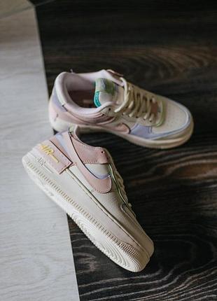 Белые женские кроссовки nike air force shadow стильные кожаные найк 41