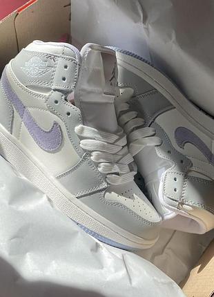 Кожаные женские кроссовки nike air jordan 1 high grey, стильные и повседневные 37