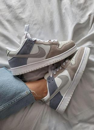 Женские кроссовки nike sb dunk low для женщин бело-бежевые кожаные повседневные удобные 41