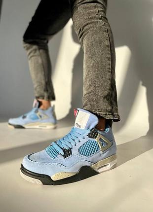 Женские кроссовки nike air jordan retro 4 кроссы найк голубые кожанные для женщин удобные повседневные 39