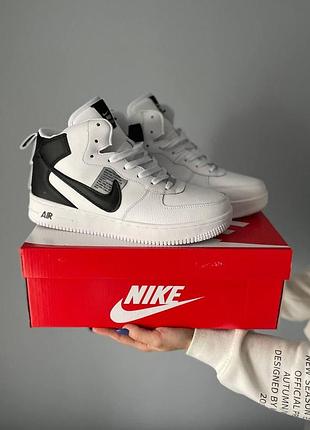 Мужские кроссовки nike air force utility, зимние белые кожа, тёплые найки аир форс 38