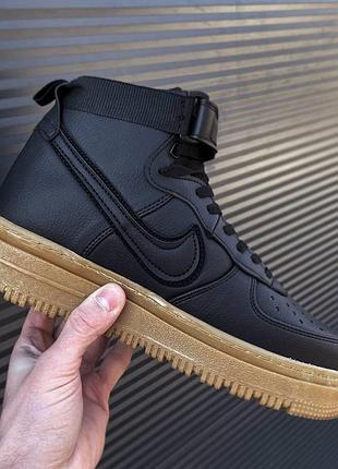 Мужские кроссовки для зимы nike air force gore-tex, черные высокие кожа теплые найк аир форс гор текс 44