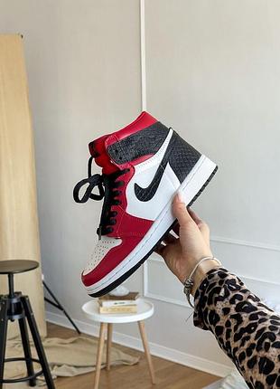 Жіночі кросівки nike air jordan 1 high red black white, ідеальні для весни та літа найк джордан