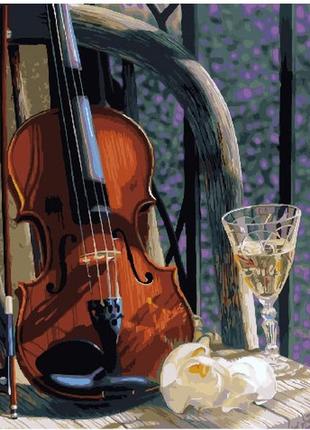 Картина по номерам скрипка с вином
