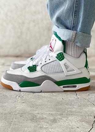 Мужские кроссовки nike air jordan retro 4 белые кожаные для мужчин удобные повседневные 41