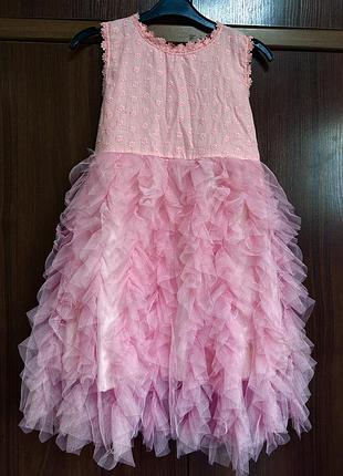 Святкова сукня  з болеро nnjxd для дівчинки кольору coral pink розміром на 130см.