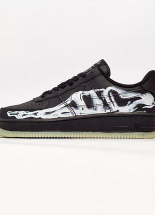 Мужские кроссовки nike air force low черные кожаные с современным дизайном найк 41