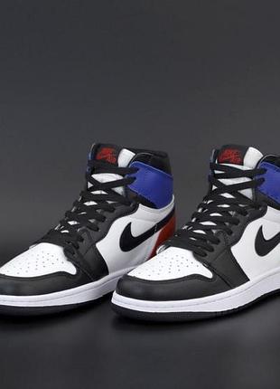 Мужские кроссовки nike air jordan 1 high черно-белые для мужчин найк джорданы удобные кожаные стильные