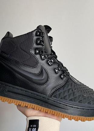Кроссовки nike lunar force 1 duckboot 17 зимние черные кожаные утепленные на зиму для мужчин 45
