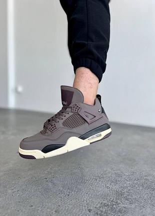Кеды nike air jordan retro 4 серые для мужчин удобные кожа найк 39