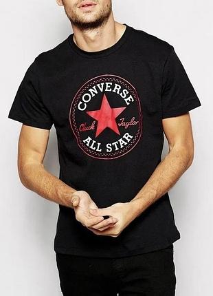 Чоловічі футболки converse all star logo чорні унісекс конверс