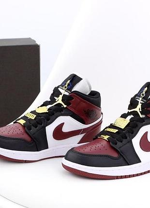 Женские кроссовки nike air jordan 1 high для женщин удобные кожаные черно-белые кроссы найк аир джордан 42