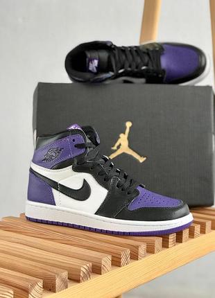 Мужские кроссовки nike air jordan 1 high для мужчин удобные черно-белые кожа найк повседневные 40