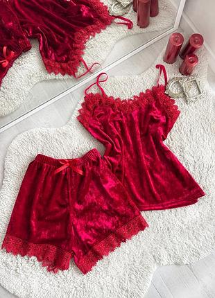 Пижама женская майка и шорти natalie l-xl красный