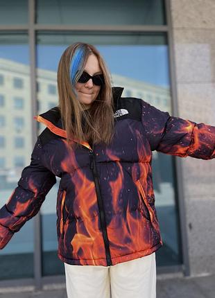 Зимний женский пуховик the north face x supreme fire 2xl