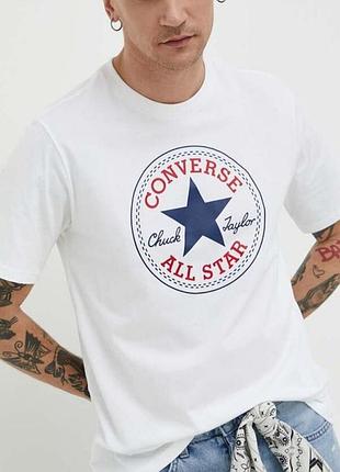 Чоловічі футболки converse all star logo білі унісекс конверс